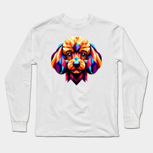Colorful Toy Poodle Portrait: Geometric Canine Art Long Sleeve T-Shirt
